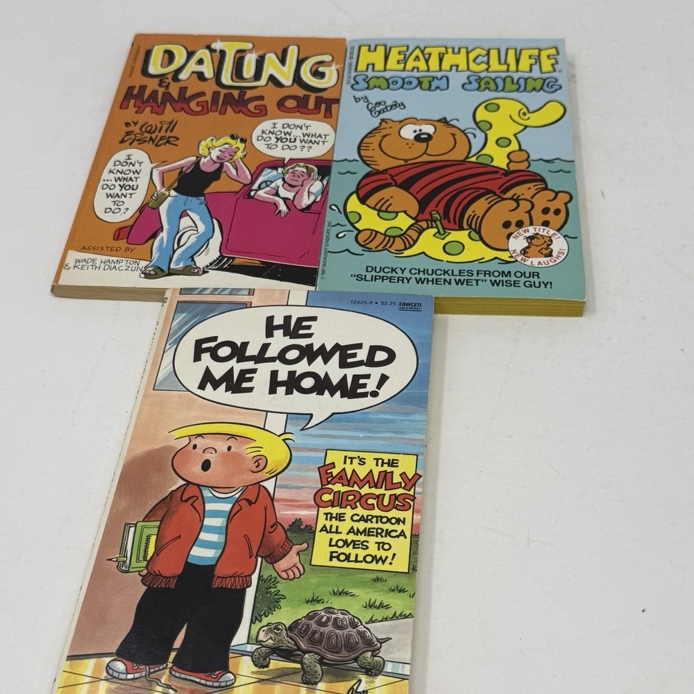 Family Circus & Heathclife Paperback Books Lot of 3 1970's Vintage